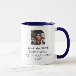 Personalised Graduate Photo Graduation Navy Blue Mug