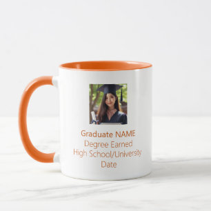 Personalised Graduate Photo Graduation Orange Mug