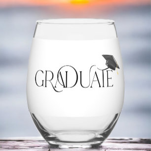 Personalised Graduate with Grad Cap Class of Stemless Wine Glass