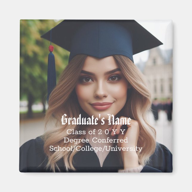 Personalised Graduate's Photo, Name and Class Year Magnet (Front)