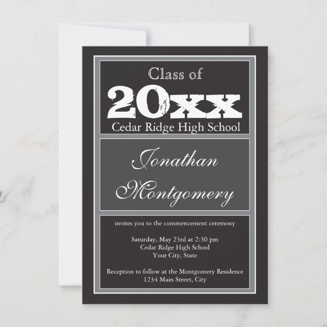 Personalised Graduation Announcements Black (Front)