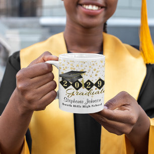 Personalised Graduation Black & Gold 20XX Coffee Mug