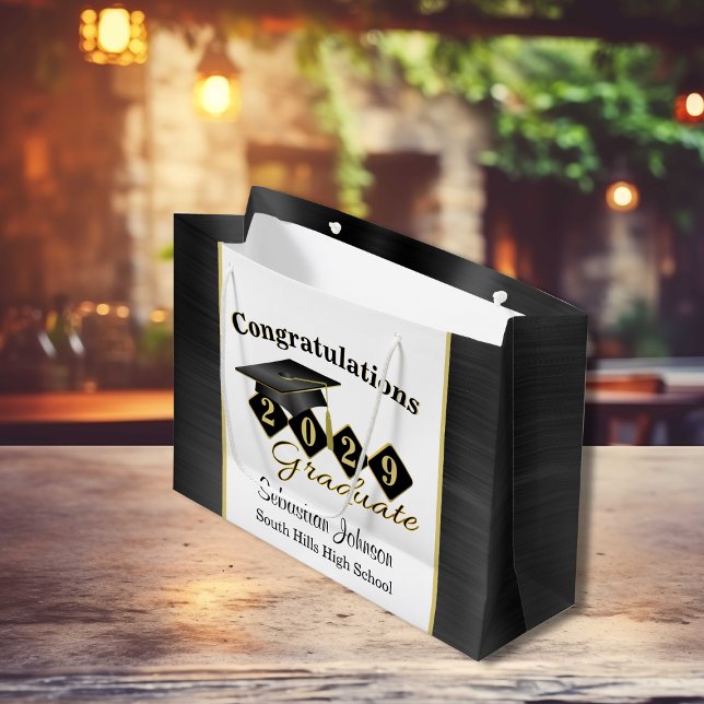 Personalised Graduation Black & Gold Large Gift Bag (Personalized Graduation Black & Gold Large Gift Bag)