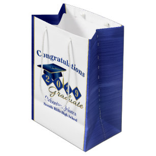 Personalised Graduation Blue and Gold Medium Gift Bag