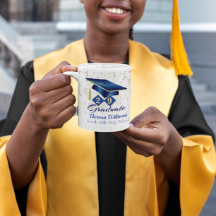 Personalised Graduation Blue & Gold Coffee Mug