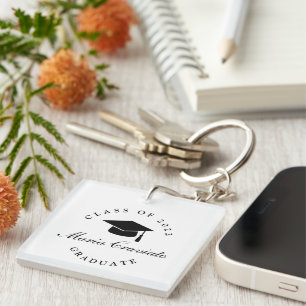 Personalised Graduation Button Key Ring