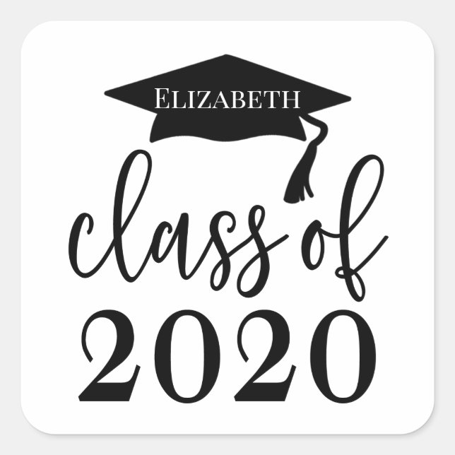 Personalised Graduation Class of 2020 Square Sticker (Front)