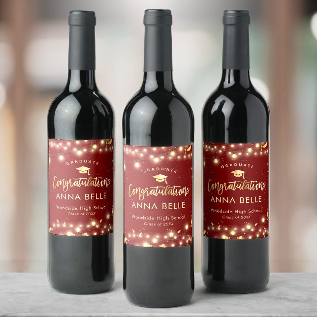 Personalised Graduation Custom Class of 2025 Chic  Wine Label (Creator Uploaded)