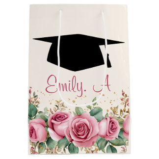 Personalised Graduation Floral Design  Medium Gift Bag
