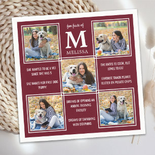 Personalised Graduation Fun Facts Photo Collage Napkin