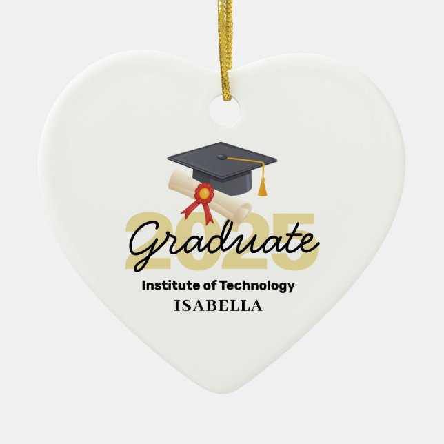 Personalised Graduation Gift - Class of 2025 Ceramic Tree Decoration (Front)