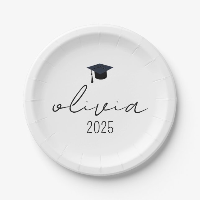 Personalised Graduation Gift, Custom Class of 2025 Paper Plate (Front)