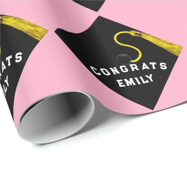 Personalised Graduation Gift Pink Wrapping Paper (Roll Corner)