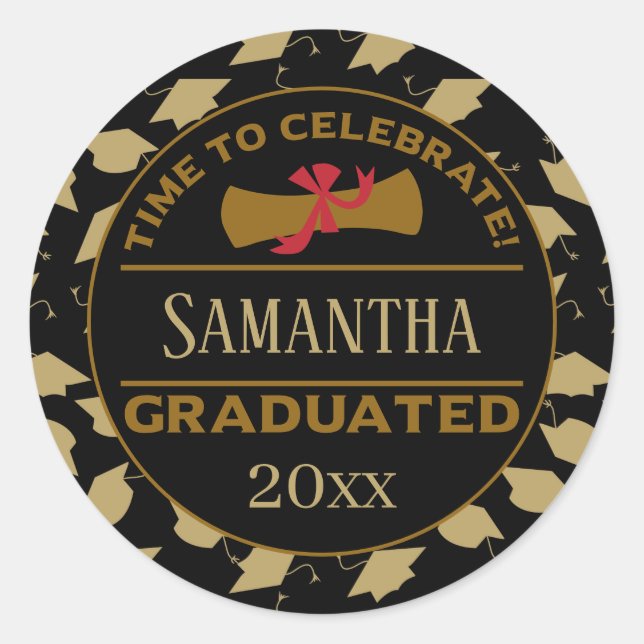 Personalised Graduation Gift | Time To Celebrate Classic Round Sticker (Front)
