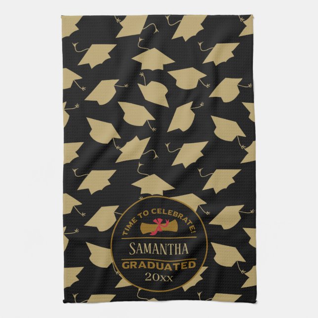 Personalised Graduation Gift | Time To Celebrate Tea Towel (Vertical)