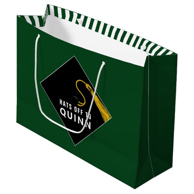 Personalised Graduation Green Large Gift Bag (Front Angled)