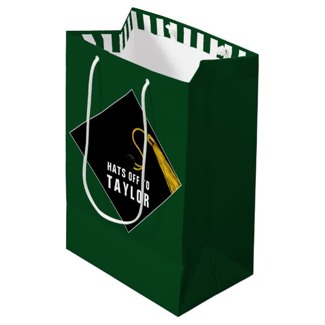 Personalised Graduation Green Medium Gift Bag (Front Angled)