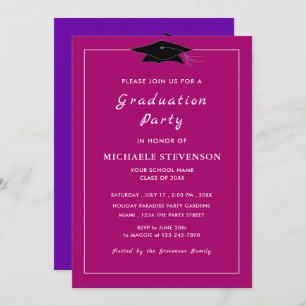 Personalised Graduation Invitation Custom Colours