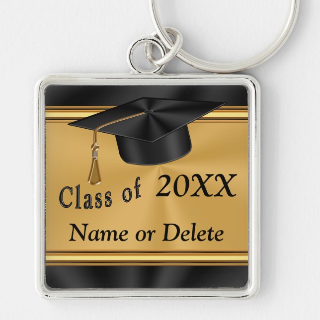 Personalised Graduation Keychain Gold and Black (Front)