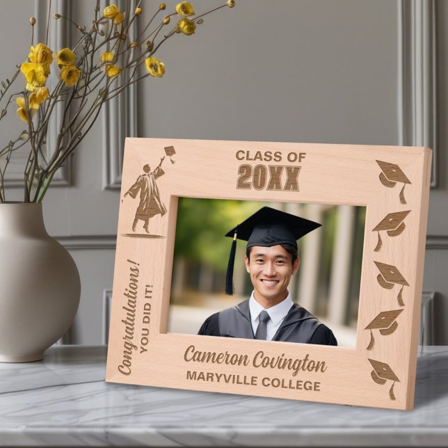 Personalised Graduation Name, School/College, Year Etched Frames (Creator Uploaded)