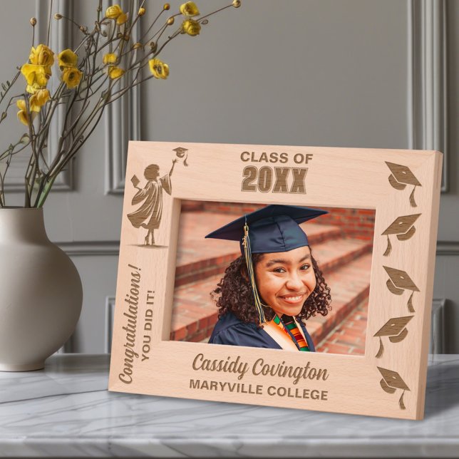 Personalised Graduation Name, School/College, Year Etched Frames (Creator Uploaded)