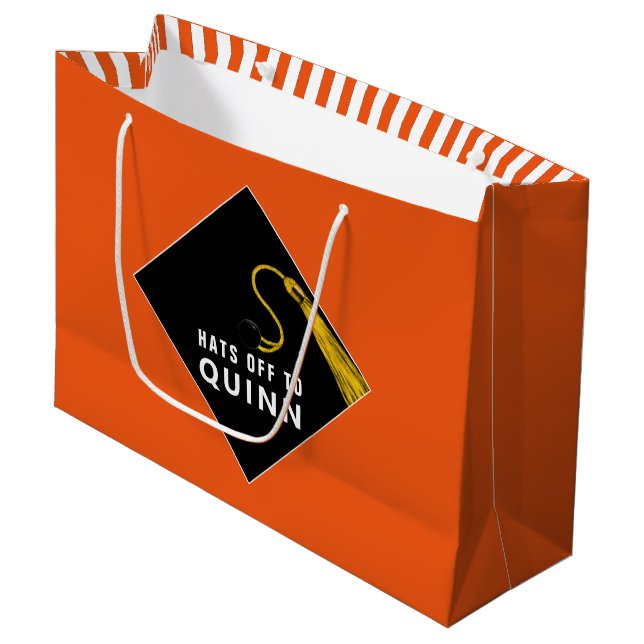 Personalised Graduation Orange Large Gift Bag (Front Angled)