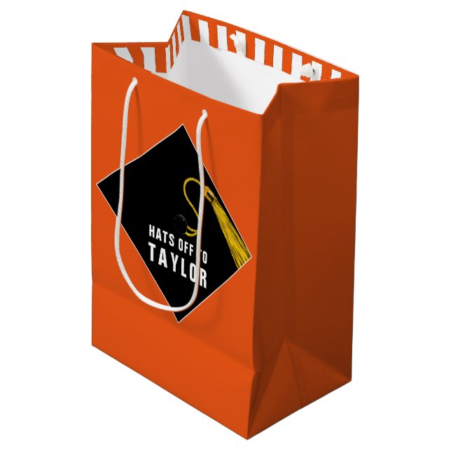 Personalised Graduation Orange Medium Gift Bag (Front Angled)