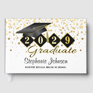 Personalised Graduation Party Black & Gold Guest Book