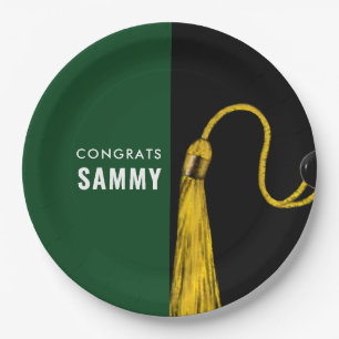 Personalised Graduation Party Green Paper Plates