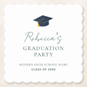 Personalised Graduation Party Modern Typography Paper Coaster