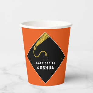 Personalised Graduation Party Orange Paper Cups