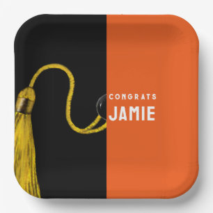 Personalised Graduation Party Orange Paper Plates