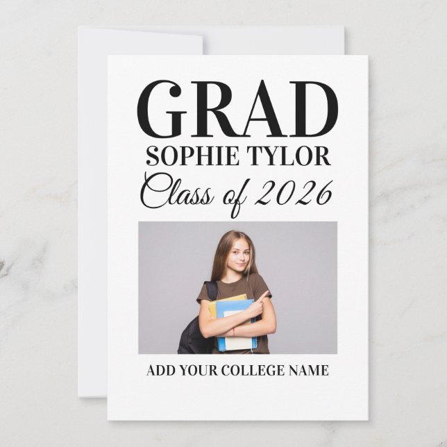 Personalised Graduation Party Photo Invitation (Front)