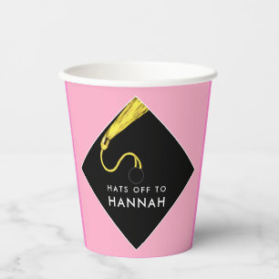 Personalised Graduation Party Pink Paper Cups