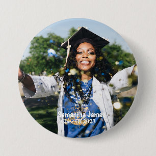 Personalised Graduation Photo and Name 7.5 Cm Round Badge