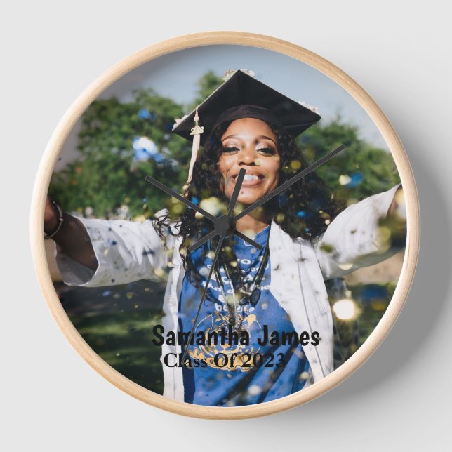 Personalised Graduation Photo and Name  Clock (Front)
