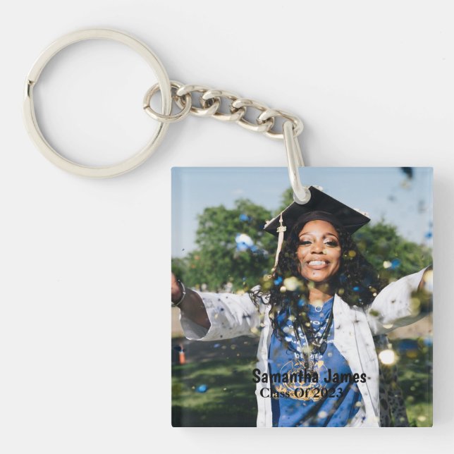 Personalised Graduation Photo and Name  Key Ring (Front)