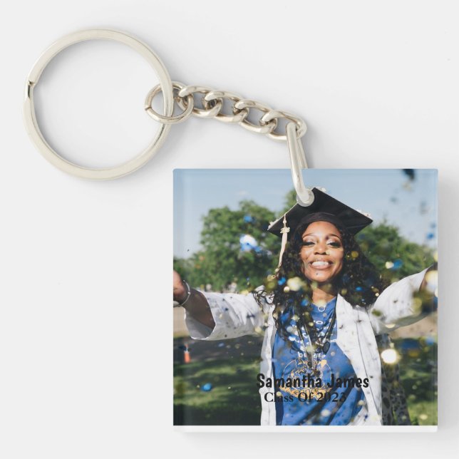 Personalised Graduation Photo and Name  Key Ring (Front)