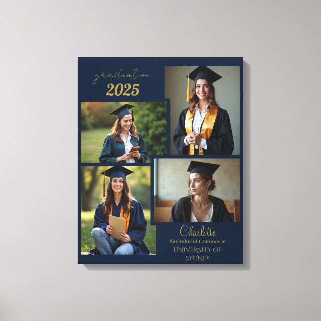 Personalised Graduation Photo Collage Canvas Print (Front)