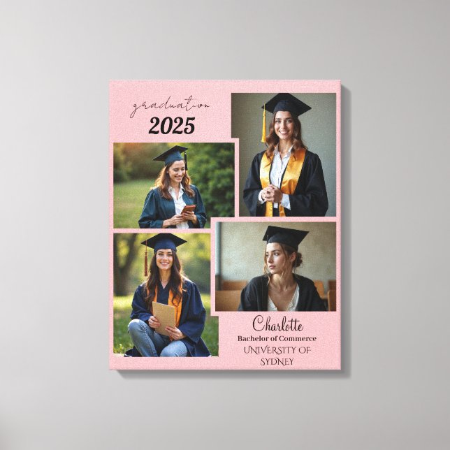 Personalised Graduation Photo Collage Canvas Print (Front)