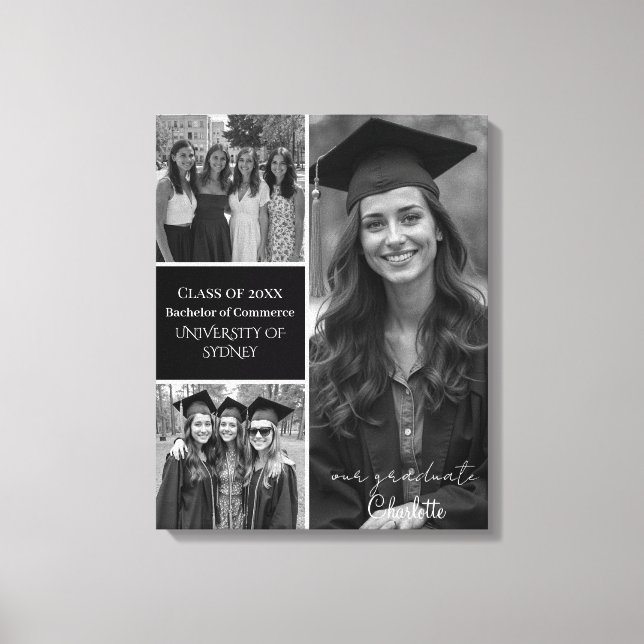 Personalised Graduation Photo Collage Canvas Print (Front)
