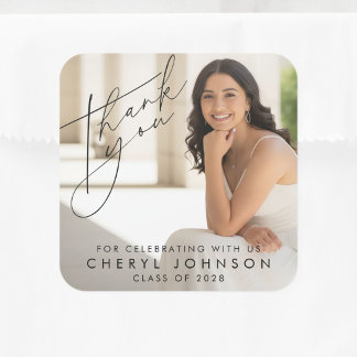 Personalised Graduation Photo Thank You  Square Sticker