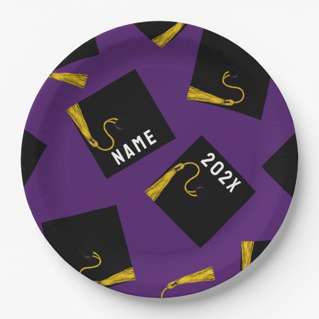 Personalised Graduation Purple Party Paper Plates (Front)