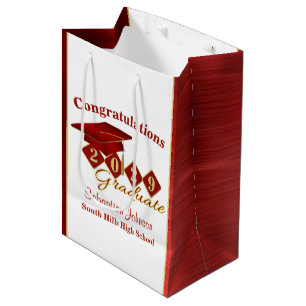 Personalised Graduation Red and Gold Medium Gift Bag