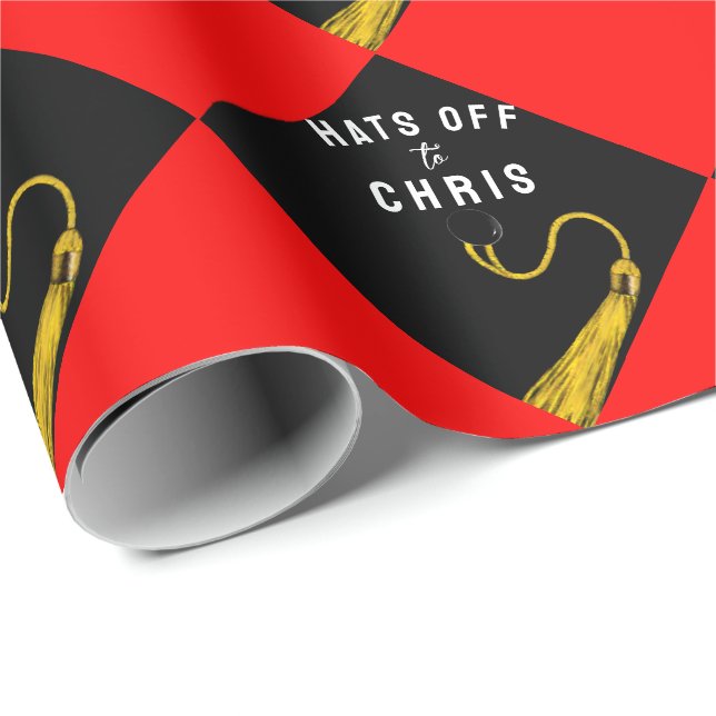 Personalised Graduation Red Gift Wrapping Paper (Roll Corner)