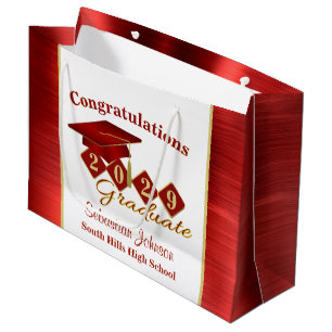 Personalised Graduation Red & Gold Large Gift Bag