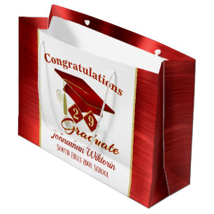 Personalised Graduation Red & Gold Large Gift Bag
