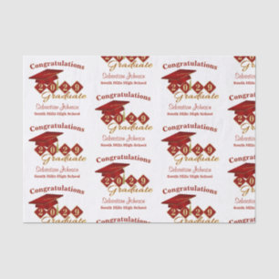 Personalised Graduation Red & Gold Tissue Paper