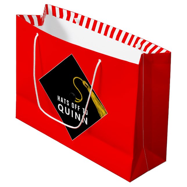 Personalised Graduation Red Large Gift Bag (Front Angled)