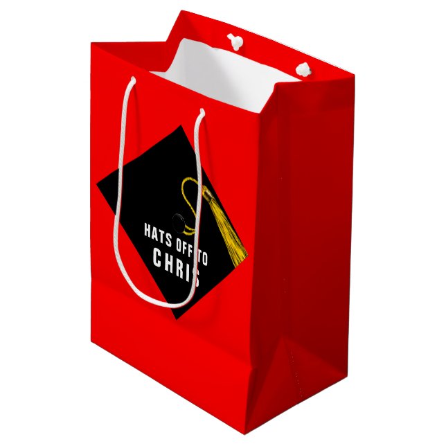 Personalised Graduation Red Medium Gift Bag (Front Angled)
